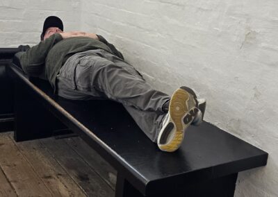 Post-Taikai Sightseeing - Mark Bramble contemplates in a dungeon at Edinburgh Castle.